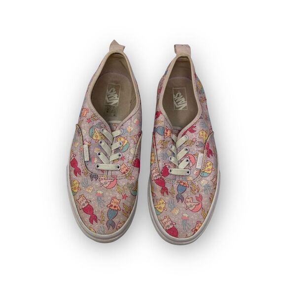 Vans Classic Slip On Elastic Lace Pink Kitten Mermaid Cats Youth 6 Women’s 7.5 - Picture 3 of 9